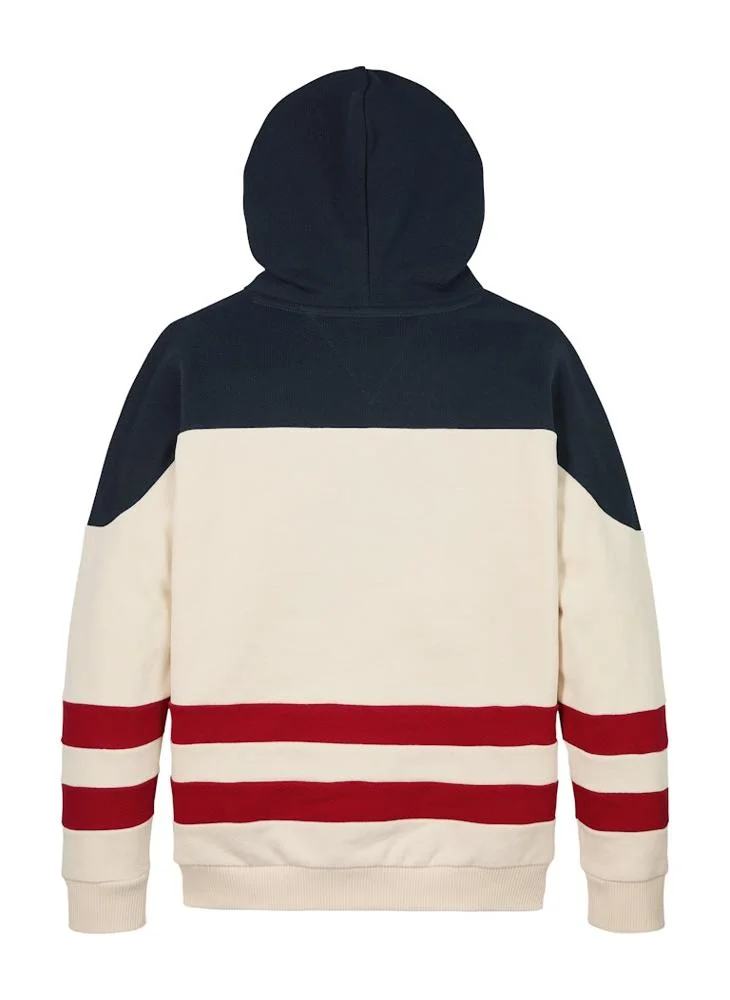 تومي هيلفيغر Kids Monotype Strip Colourblock Hoodie