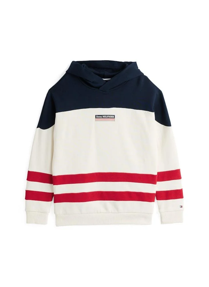تومي هيلفيغر Kids Monotype Strip Colourblock Hoodie