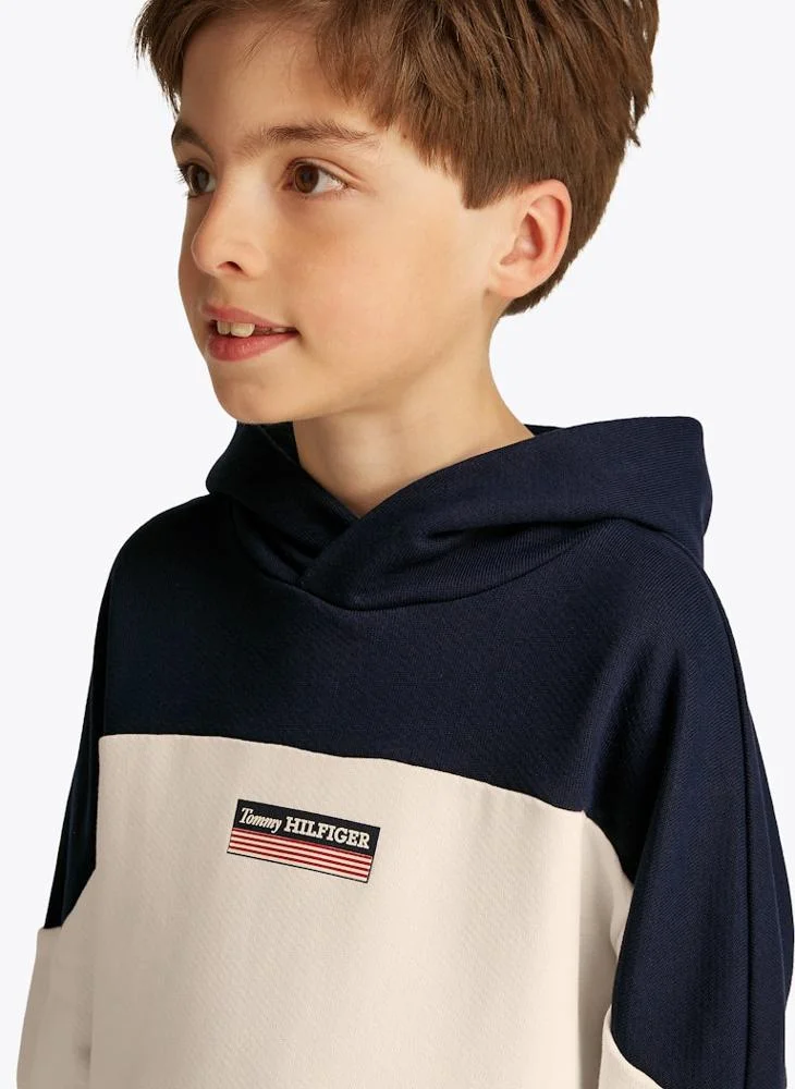 تومي هيلفيغر Kids Monotype Strip Colourblock Hoodie
