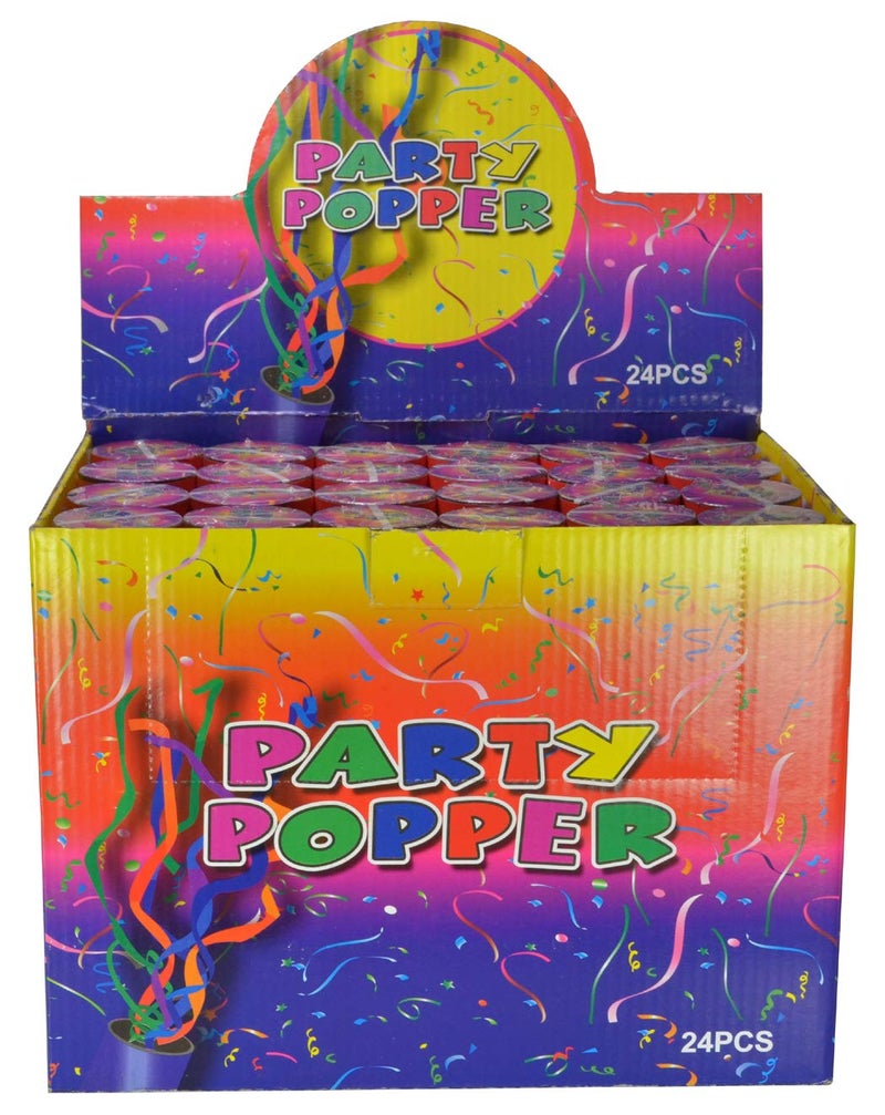 Party Popper مفرقعات الحفلات الملونة 8 إنش (24 عبوة) - Image 1