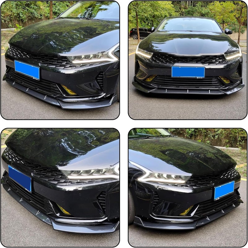NTING Front Bumper Lip for 2021-2024 Kia K5, ABS Body Kit Chin Spoiler Diffuser, Gloss Black - Image 3