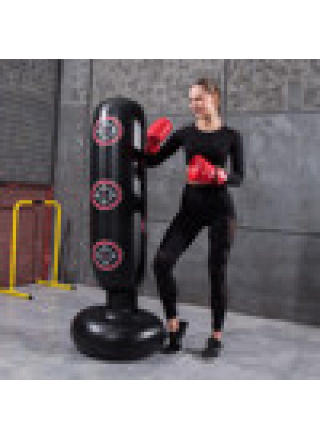 Inflatable Sandbag Strike Column Water Bag Children's Tumbler Boxing Column Sandbag Household Fitness Vertical Sandbag-Color:Black-Specifications:1.6 Meters Thick  - Image 2