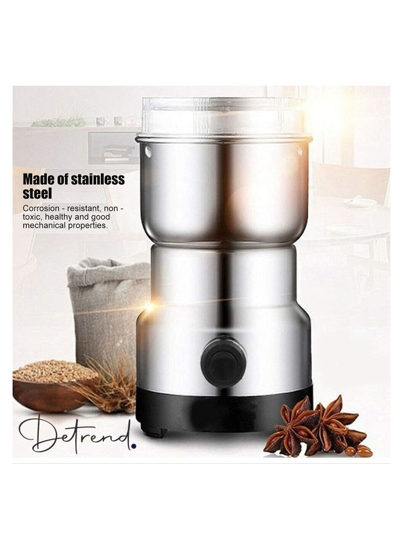 DETREND مطاحن القهوة الكهربائية، آلات طحن التوابل المحمولة، مطحنة حبوب القهوة بشفرة من الفولاذ المقاوم للصدأ، مطحنة متعددة الوظائف للقهوة والتوابل والمكسرات والأعشاب والذرة، منخفضة الضوضاء (المملكة المتحدة) - Image 1