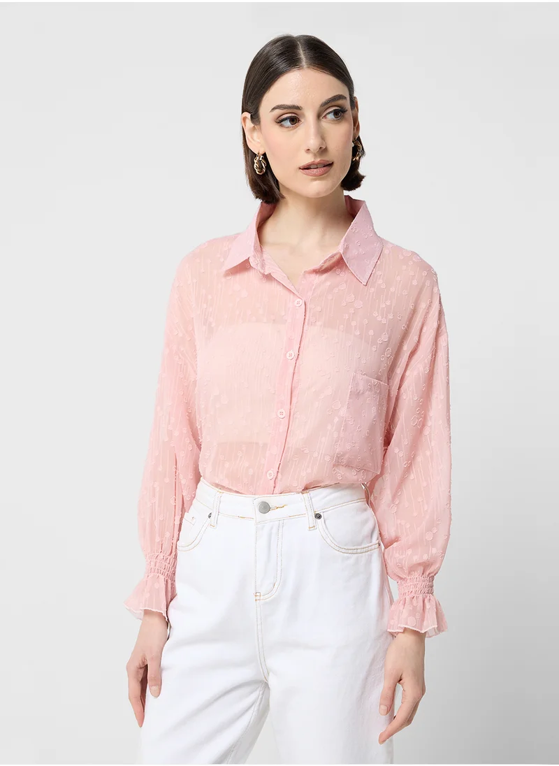 ايلا Button Down Sheer Shirt