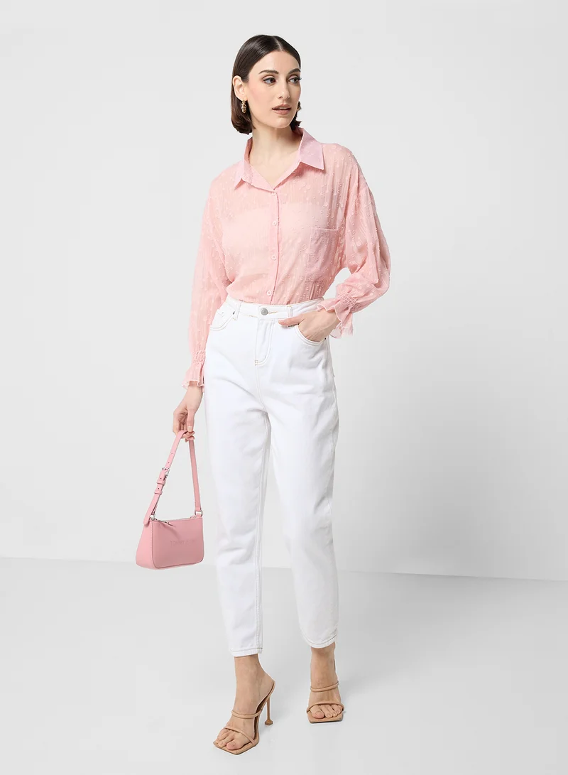 ELLA Button Down Sheer Shirt