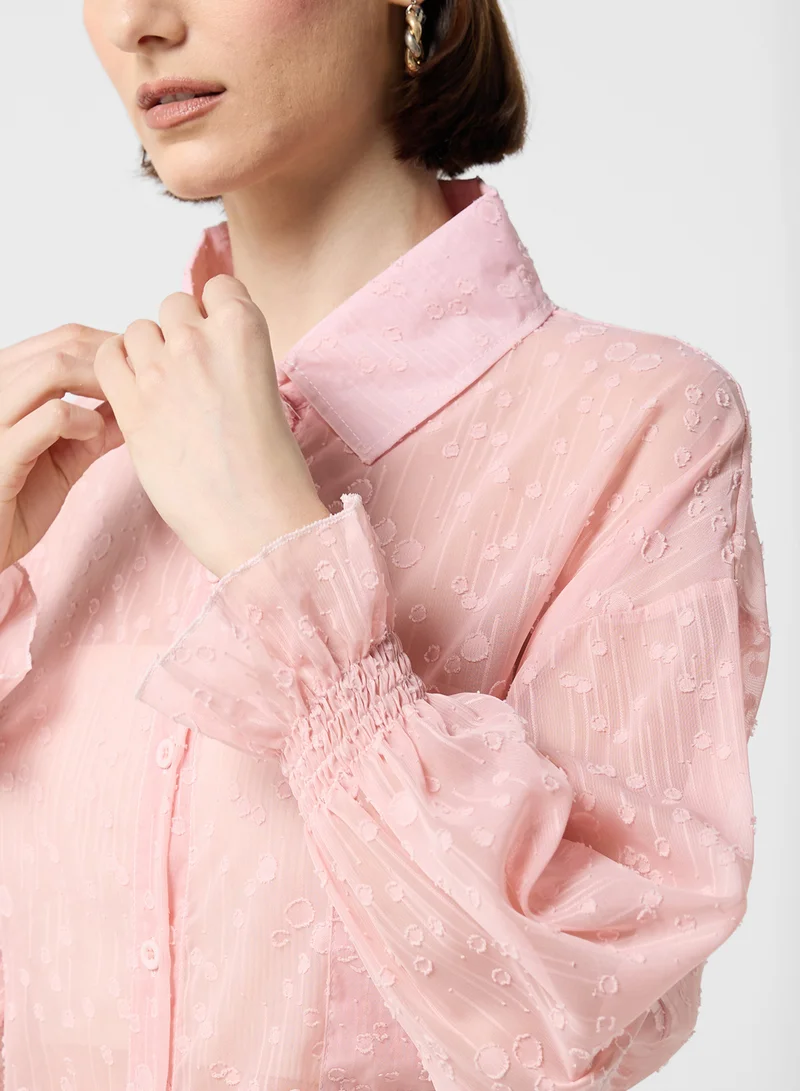 ELLA Button Down Sheer Shirt