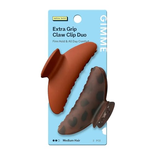 Gimme Beauty Fashion Extra Grip Claw Clip Duo Firm Hold AllDay Comfort for Medium Hair NonSlip Accessory Set Perfect for Everyday Wear Rust Tortoise 2 Pack - Image 1