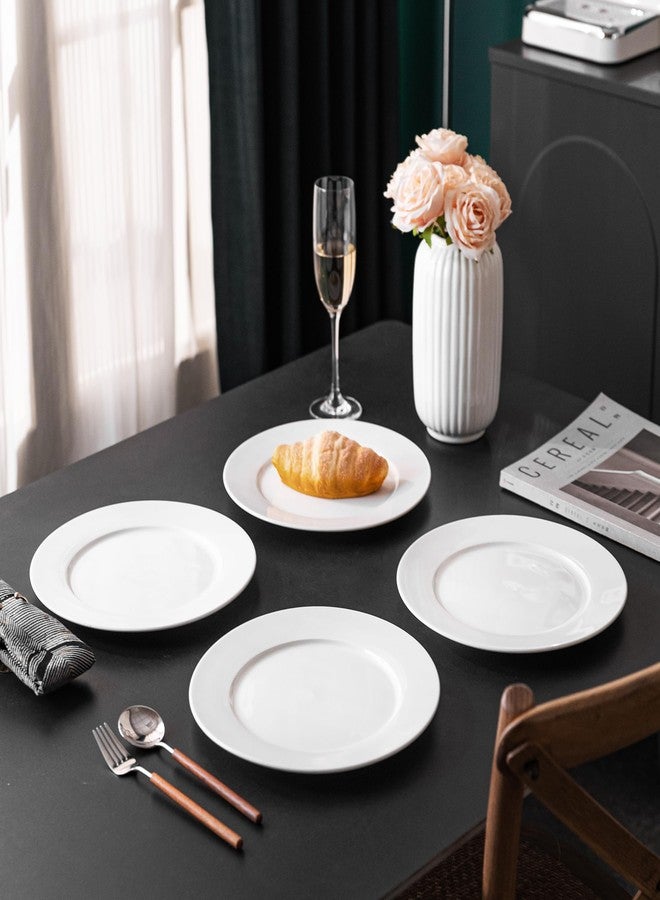 YALONG White Ceramic Dinner Plates Set of 4, 12 Inch Large Porcelain Dinner Plates for Salad, Pasta, and Steak – Microwave and Dishwasher Safe Dinnerware - Image 5