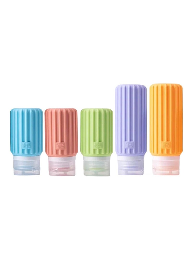 SYOSI 5 Pack Silicone Travel Bottles Set for Toiletries, TSA Approved Travel Containers Jars, Refillable Liquid, Squeezable, Travel Essentials Accessories, Shampoo Conditioner Lotion (Pack C 60&90ml) - Image 1
