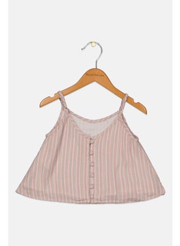 Volcom Toddlers Girl Stripe Tank Top, Pink Combo  - Image 2