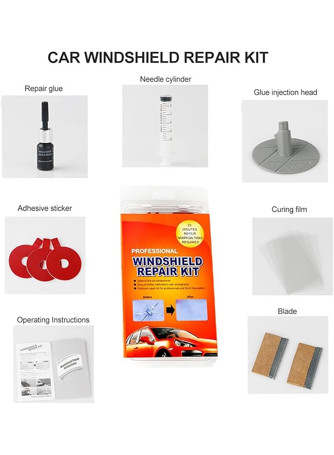 Excefore Fast Repair Diy Car Windshield Repair Kit - Fixes Auto Glass Windshield Crack, Chip, And Scratch - Suitable For Bulls Eyes, Star, Half Moon, And Long Crack Combination Repairs - Image 5