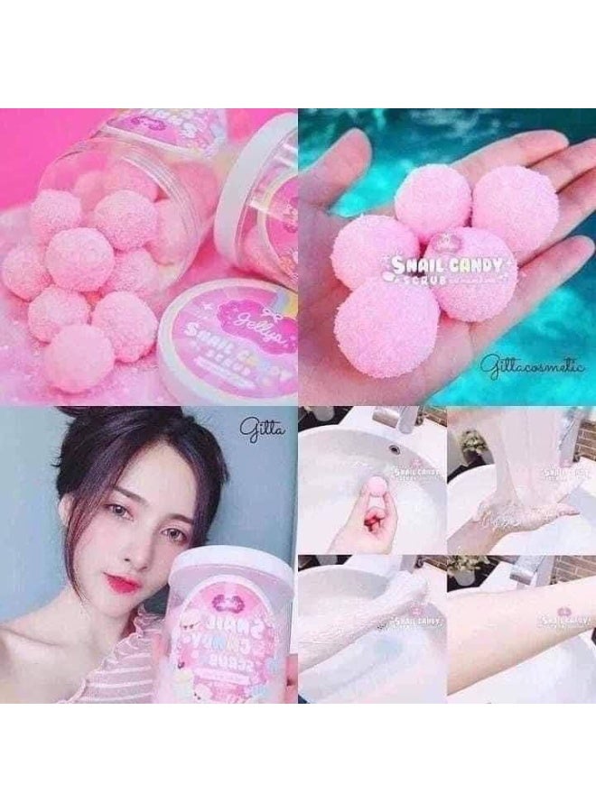 جيليز Snail Candy Body Scrub, 6 exfoliating balls weighing 300g. A nourishing and moisturizing formula to soften the skin, remove dead skin cells, and give the body a silky glow. - Image 4