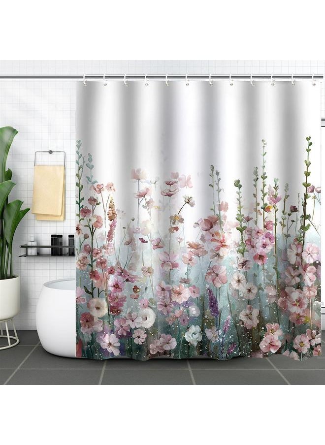 Bluejw Polyester Shower Curtain  Explosions Flowers And Plants Watercolor Bathroom Four-piece Dry And Wet Separation Isolation Waterproof Bath  - Image 1