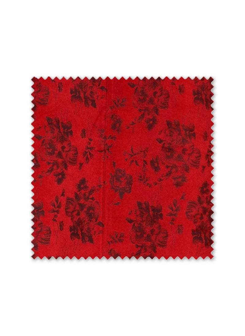 Kiara Creations Kiara Creations 2 Piece Velvet Floral Room Darkening Curtains for Door 7 Feet Maroon No of Curtains 2 Maroon Door 7 Feet  - Image 3