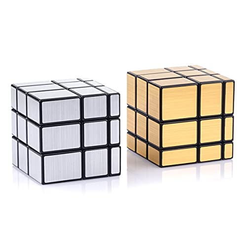D-FantiX DFantiX 2 Pack Mirror Cube 3x3x3 with Display Stand Gold Silver Mirror Blocks Shiny Metallic Speed Cube Adult Fidget Toys Birthday Gifts for Teen Boys Girls 121416 Kids Easter Basket Stuffers - Image 5