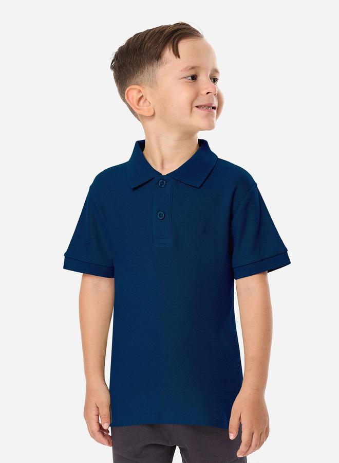 فكتور اند جين تيشيرت بولو سادة أزرق داكن بأكمام قصيرة للأولاد من فيكتور آند جين - Image 1