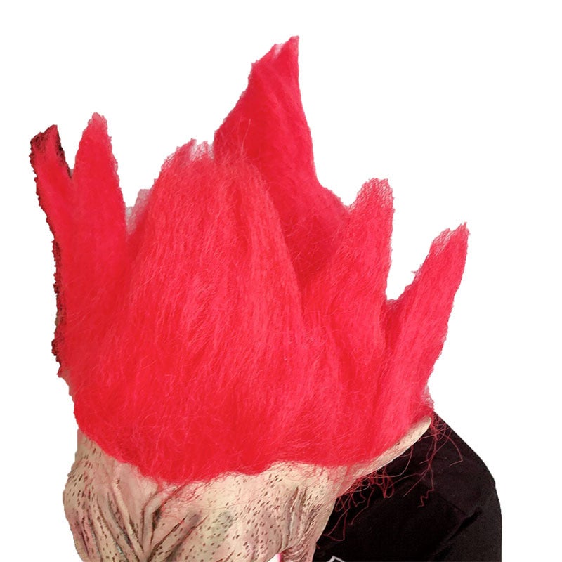 Realistic Man Mask Halloween Fancy Old Man Mask Cosplay Full Head Latex Funny Realistic Latex Old Man Mask with Red Wig - Image 5