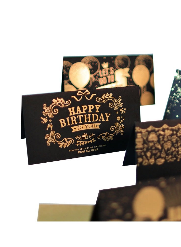 Birthday card, black and gold gift card, unique design, greeting message, blessing card, blank notepad card, with envelope (15.5 x 8.5 cm / 6.1 x 3.35 inches) - Image 2