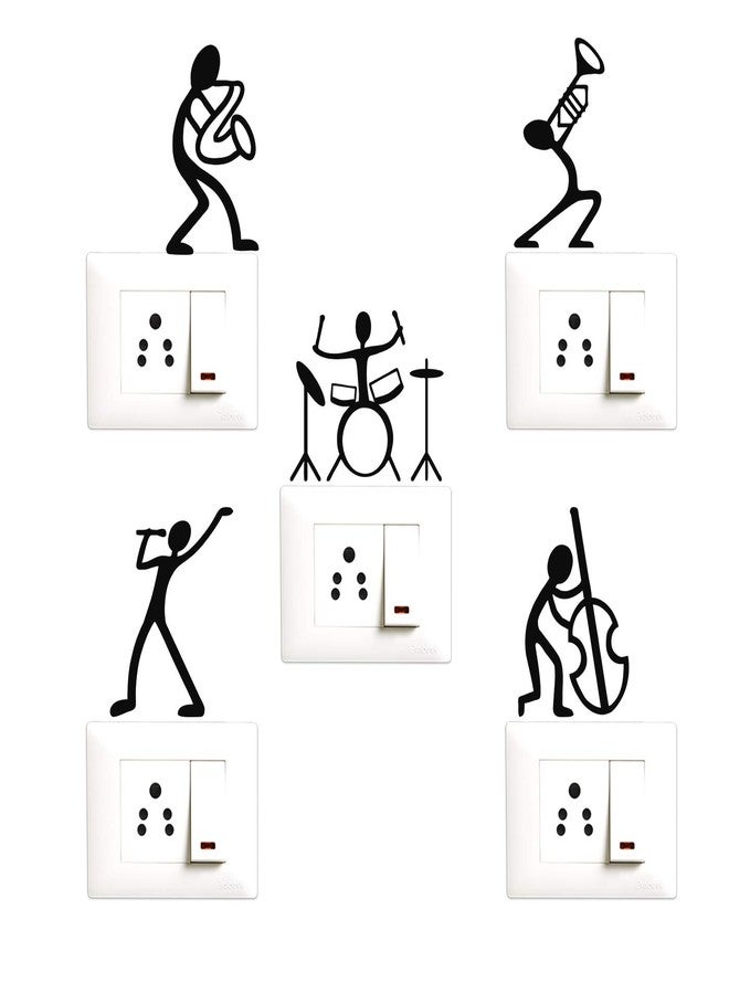 Decopix 'Music Band - Instruments - Enjoying - Decorative Wall Sticker Combo Pack for Switch Panel Board, Laptop, Fridge.' - Sm4041 (PVC Vinyl - Set of 5) - Image 1
