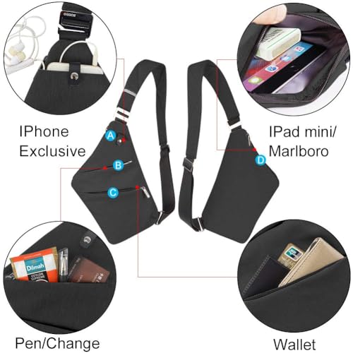 OSOCE Lightweight Sling Bag, Anti Theft Crossbody Bags for Women Men Casual Shoulder Crossbody Sport Travel Hiking Bag,Black,Small - Image 3