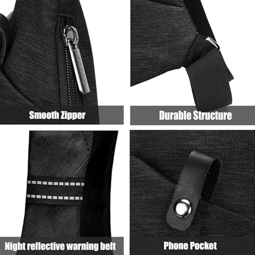 OSOCE Lightweight Sling Bag, Anti Theft Crossbody Bags for Women Men Casual Shoulder Crossbody Sport Travel Hiking Bag,Black,Small - Image 4