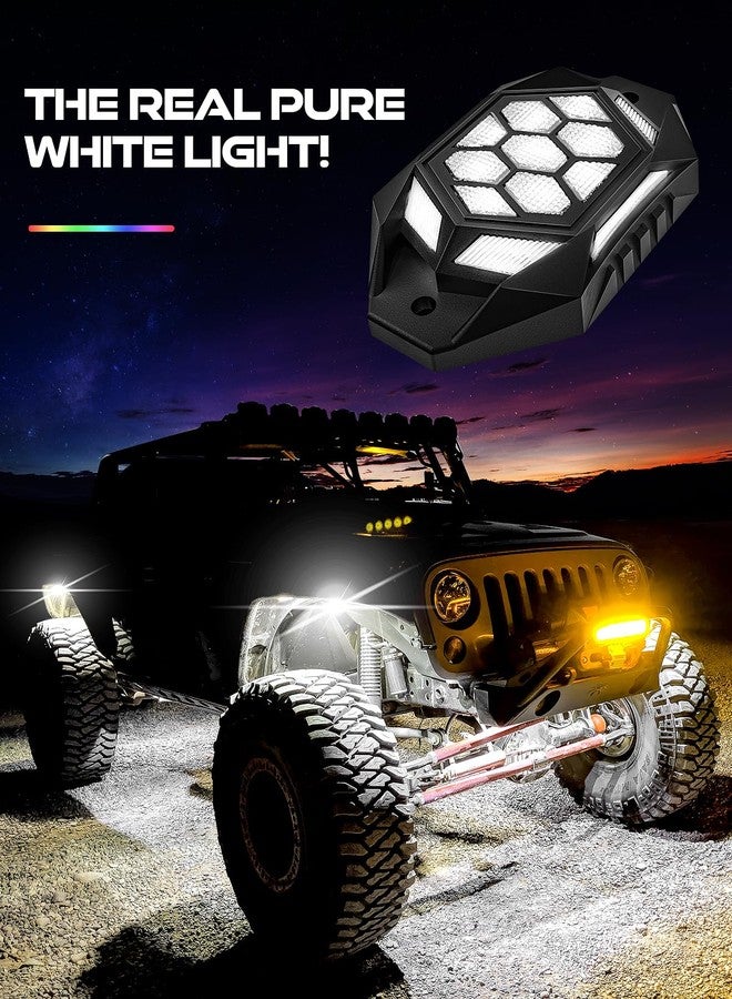 AUDEXEN 4 Pods RGBW LED Rock Lights Kit - with Brake Light & Turn Signals, Underglow Multicolor Neon Light Pod Compatible with Truck 4X4 Off-Road for Jeep UTV ATV RZR SUV Accessories - Image 2