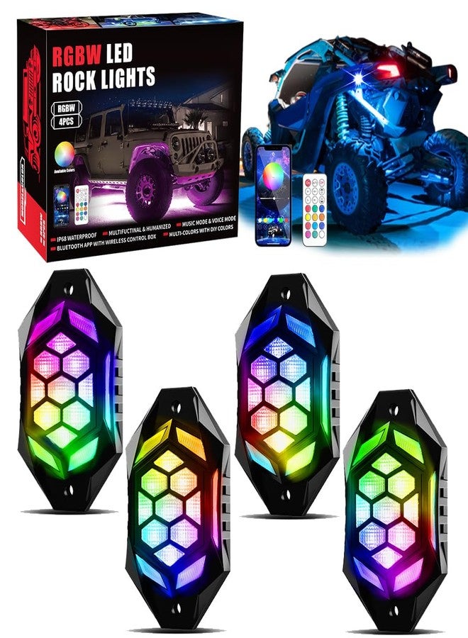 AUDEXEN 4 Pods RGBW LED Rock Lights Kit - with Brake Light & Turn Signals, Underglow Multicolor Neon Light Pod Compatible with Truck 4X4 Off-Road for Jeep UTV ATV RZR SUV Accessories - Image 1
