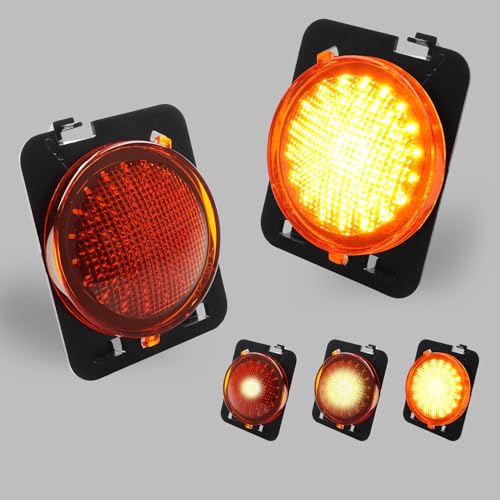 GSOWO Front Fender LED Sequential Side Marker Lights Fit for 2007-2019 J-e-e-p Wrangler JK, Amber Lens Side Bumper Marker Lamps, Amber Lighting LED Side Markers Turn Signal Lights, 2 PCS - Image 1
