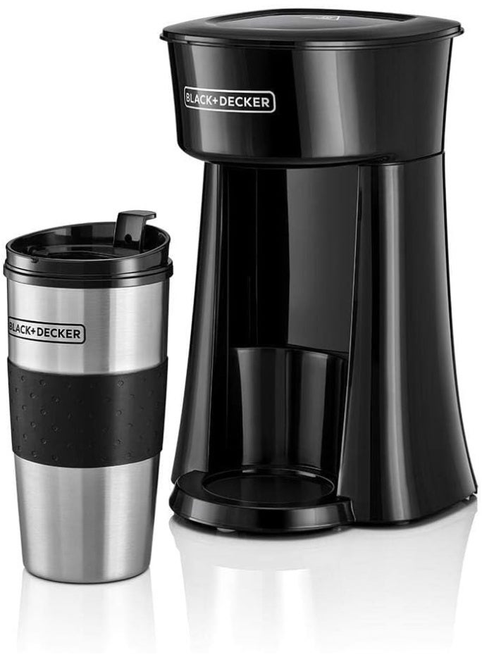 BLACK&DECKER Coffee Machine, 650W, Includes 360ml Travel Mug with Lid, Auto-Off, Permanent Filter, Overfill Protection, Compact Design, Easy Storage, ECO Friendly - Image 1