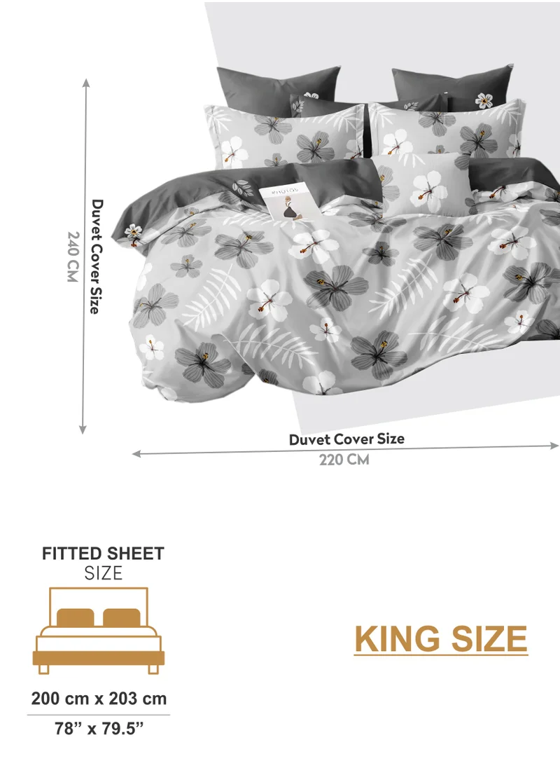 دوناتيلا Duvet Cover Set 6-Pcs King Size Printed Bed Set Fits (200x200 CM) With Fitted Sheet Pillow Sham And Pillow Cases (Without Filler),Star Dust