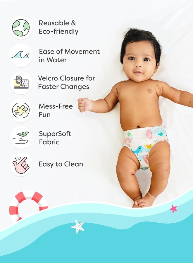 سوبربوتمز حفاضات سباحة قابلة لإعادة الاستخدام من سوبر بوتومز | غطاء حفاضات قماشية فائقة النعومة من أونو مع شريط لاصق | مقاس قابل للتعديل من 3 أشهر إلى 3 سنوات | لا حاجة لحشوة داخلية | حفاضات سباحة للأطفال صديقة للبيئة ولا تسبب الطفح الجلدي - Image 2