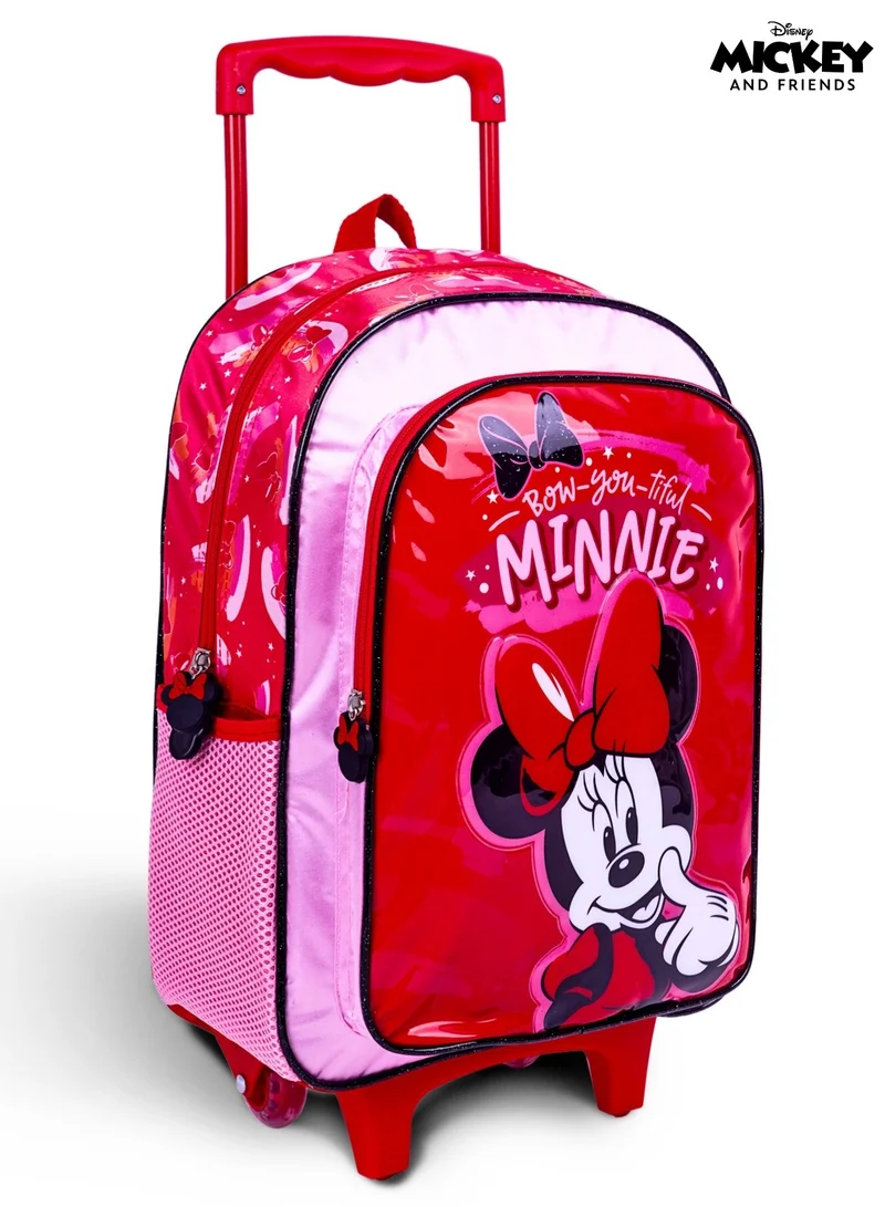 Disney Minnie Mouse  16 Inch Kids 3-in-1 Trolley School Bag Set - Ergonomic Backpack, Insulated Lunch Bag & Pencil Case,Lightweight, Students 6+ - Perfect for Travel & School,For Girls