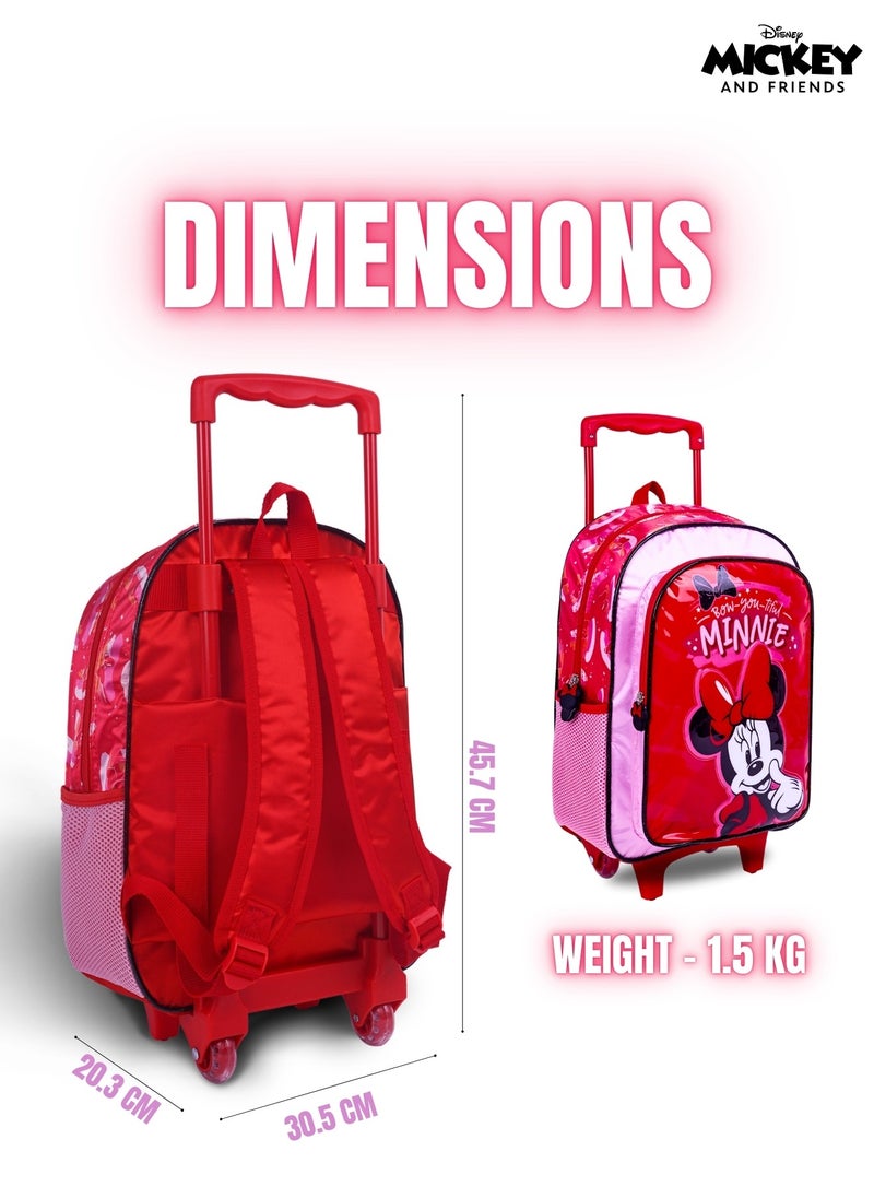 Disney - Minnie Mouse  16 Inch Kids 3-in-1 Trolley School Bag Set - Ergonomic Backpack, Insulated Lunch Bag & Pencil Case,Lightweight, Students 6+ - Perfect for Travel & School,For Girls - Image 1