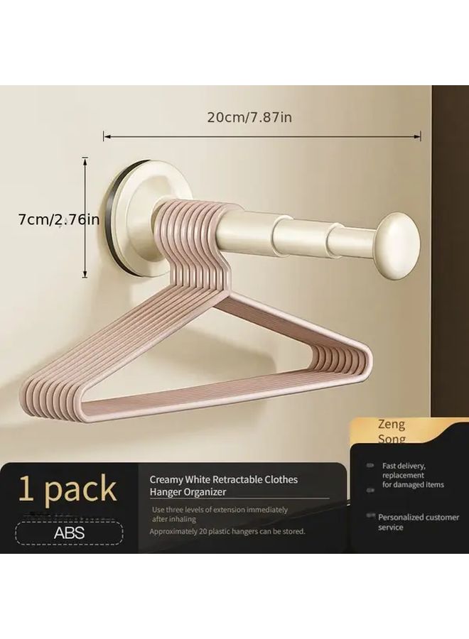 Milky White Retractable Clothes Hanger With Built In Suction Cup No Drill Wall Mount Traceless Design For Home Balcony Multi Functional Storage Rack Easy Hanging Garments Drying Rack - Image 3