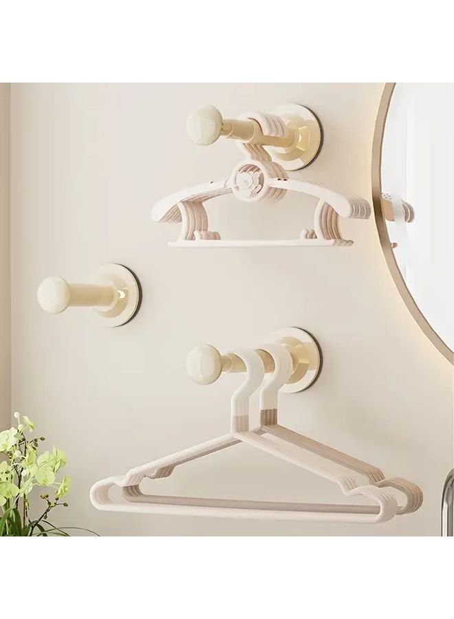 Milky White Retractable Clothes Hanger With Built In Suction Cup No Drill Wall Mount Traceless Design For Home Balcony Multi Functional Storage Rack Easy Hanging Garments Drying Rack - Image 2