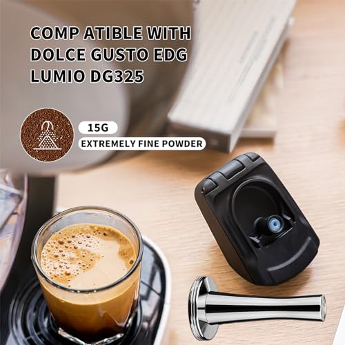 FOXNSK Reusable Coffee Capsule Adapter, Refillable Coffee Capsule Adapter Coffee Capsules Converter for Dolce Gusto edgLUMIO DG325 Machine with 41mm Coffee Tamper - Image 4