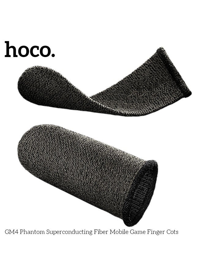 hoco. GM4 Phantom Super Conducting Silver Fiber Screen Finger Sleeves For Mobile Gaming(2 Pairs, Black) - Image 4