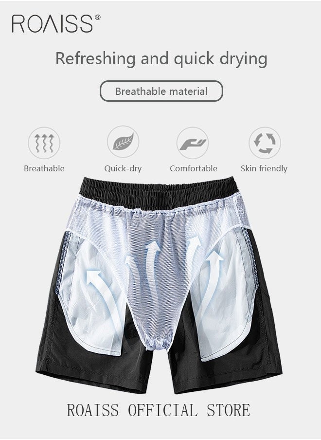 roaiss Men's Swimming Trunks Beachwear Quick Dry Beach Pants Gym Wear Fitness Workout Short Sports Running Boxer Swim Shorts Swimsuit Summer  - Image 2