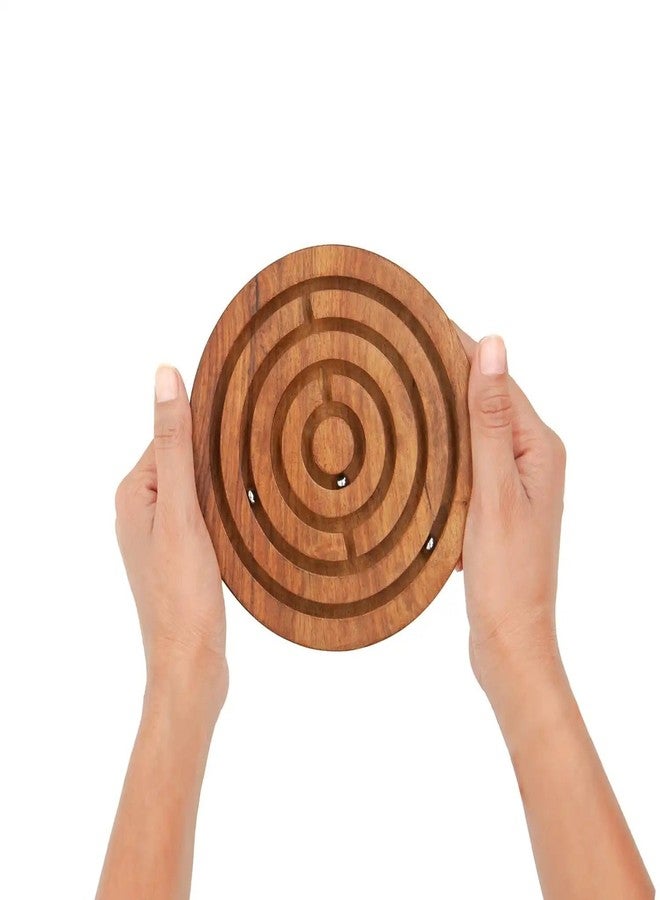 Mittimate Wooden Maze & Labyrinth (6 Inch) Puzzle Game for Kids I Bhool Bhulaiyaa Indoor Activity Board Game for Children I Brain Teaser Toys - Image 1