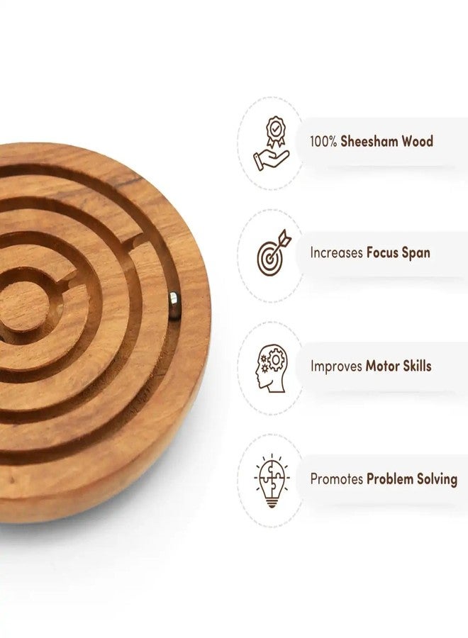 Mittimate Wooden Maze & Labyrinth (6 Inch) Puzzle Game for Kids I Bhool Bhulaiyaa Indoor Activity Board Game for Children I Brain Teaser Toys - Image 3
