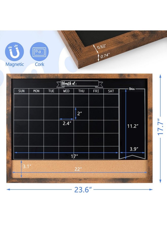 Board2by Monthly Chalkboard Calendar & Cork Board For Wall, 18" X 24" Magnetic Chalk Calendar Board Combo Board, Wall Mounted Combination Board Blackboard With Pens For Office, Kitchen, School, Home - Image 5