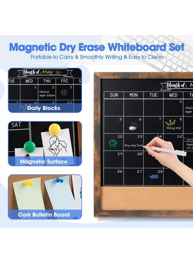 Board2by Monthly Chalkboard Calendar & Cork Board For Wall, 18" X 24" Magnetic Chalk Calendar Board Combo Board, Wall Mounted Combination Board Blackboard With Pens For Office, Kitchen, School, Home - Image 4