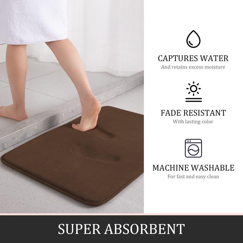 YIHOUSE Bathroom Rug Sets 3 Piece, Memory Foam Bath Mat, Non Slip Super Absorbent Soft Bathroom Mats, Machine Washable Bathroom Floor Mats Sets for Sink,Tub, Shower and Toilet,Brown - Image 4