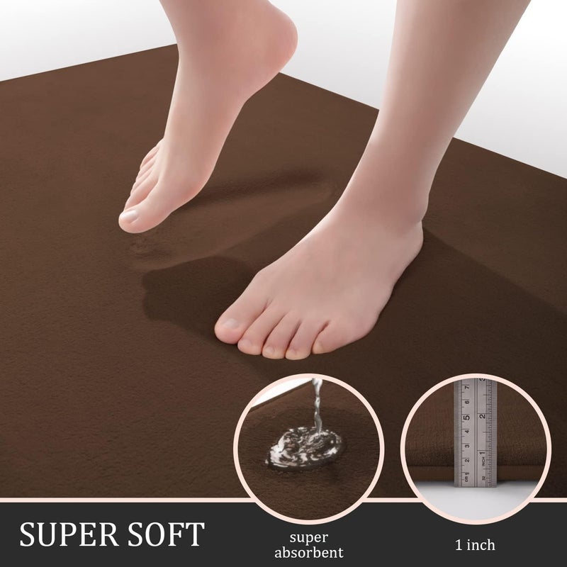 YIHOUSE Bathroom Rug Sets 3 Piece, Memory Foam Bath Mat, Non Slip Super Absorbent Soft Bathroom Mats, Machine Washable Bathroom Floor Mats Sets for Sink,Tub, Shower and Toilet,Brown - Image 3