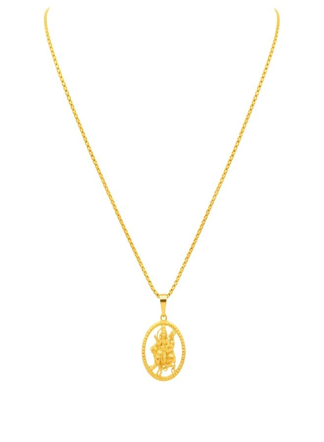CHARMS Maa Durga Ji Locket – Sacred Ambe Mata Gold Tone Religious Pendant Necklace - Image 1