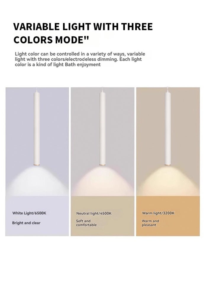 Vmax Modern Pendant Light Ceiling Lamp, 3000K Warm White, Hanging LED Tube Light, Chandelier Spot Light, for Kitchen, Bedroom, Living Room – White/Brown (White, 6W 4 * 50mm, Warm White) - Image 2