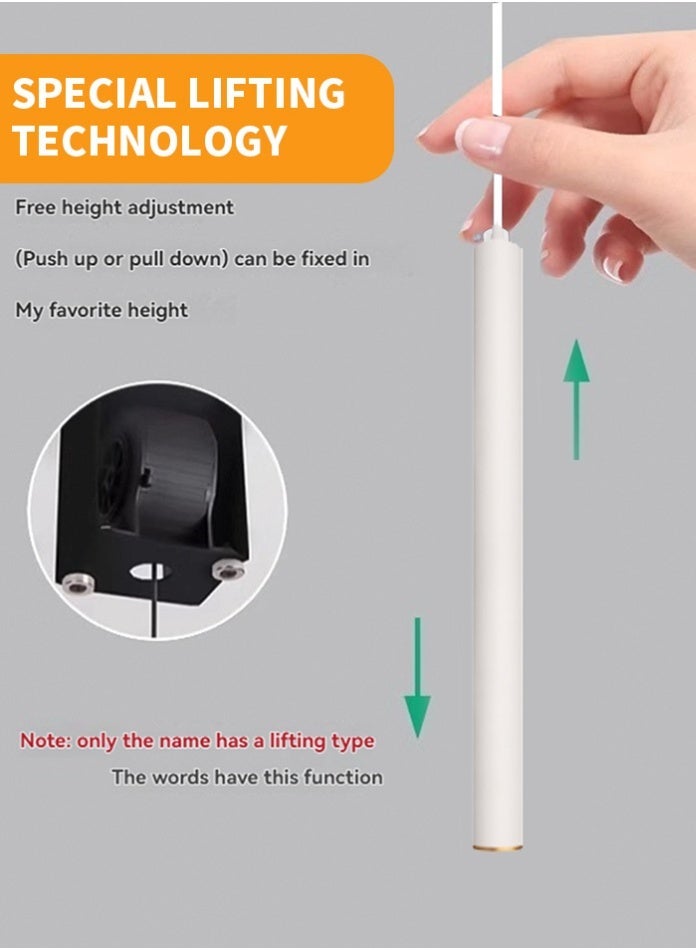 Vmax Modern Pendant Light Ceiling Lamp, 3000K Warm White, Hanging LED Tube Light, Chandelier Spot Light, for Kitchen, Bedroom, Living Room – White/Brown (White, 6W 4 * 50mm, Warm White) - Image 4