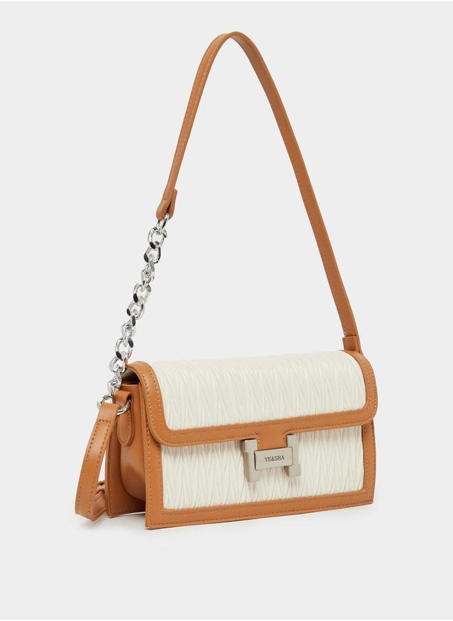 Styli V Quilted Shoulder Bag with Magnetic Closure  - Image 1