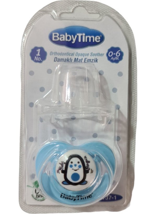 Babytime Silicone Pacifier with Protective Cover and Matte Body N.1 Blue 