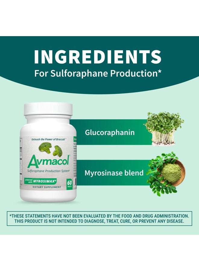 AVMACOL Nutramax Laboratories Avmacol #1 Researched Sulforaphane-Producing Brand for Detoxification with Glucoraphanin and Active Myrosinase, Adults & Children, 60 Tablets - Image 2